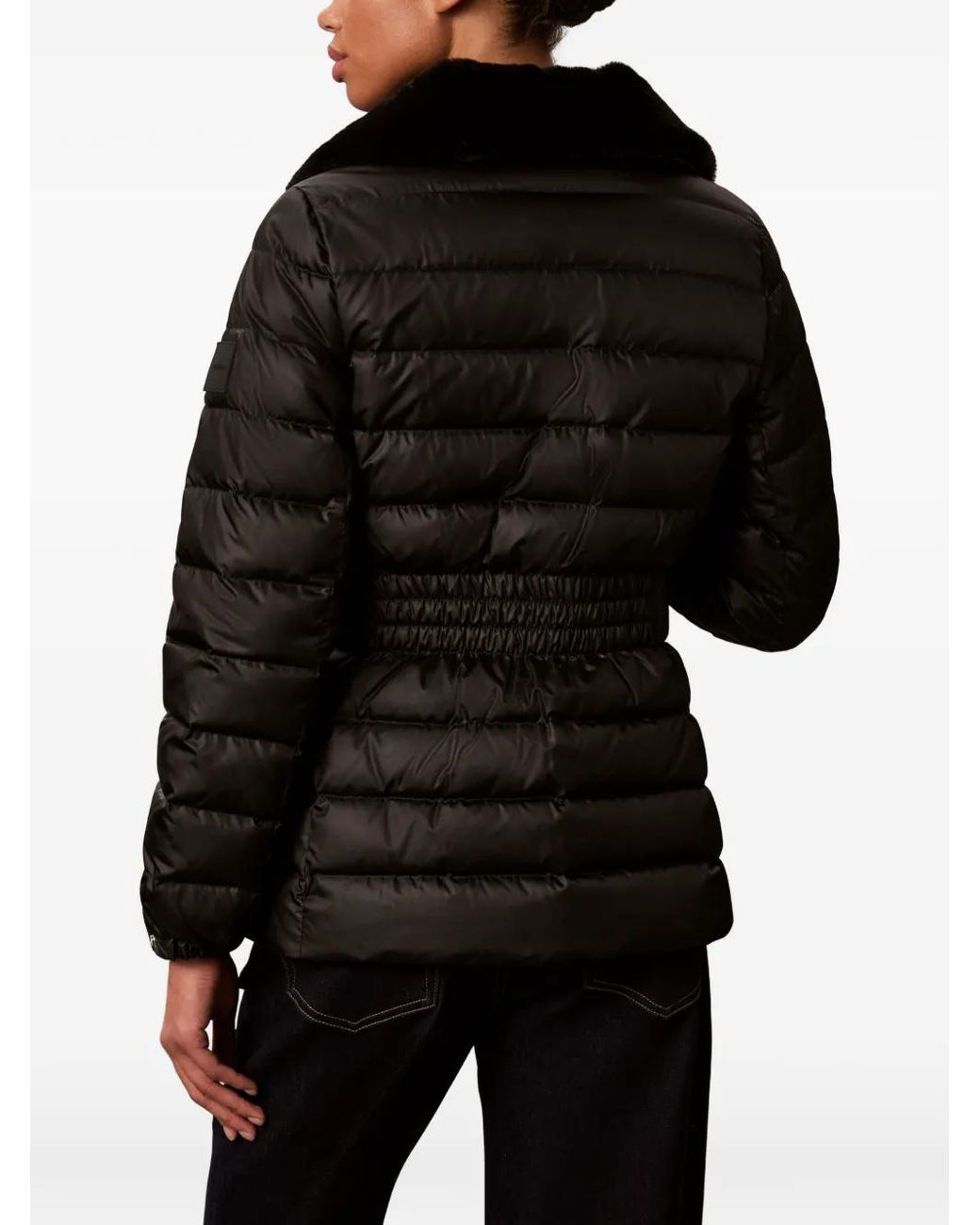 Calvin Klein Black Faux-Fur-Trim Quilted Jacket