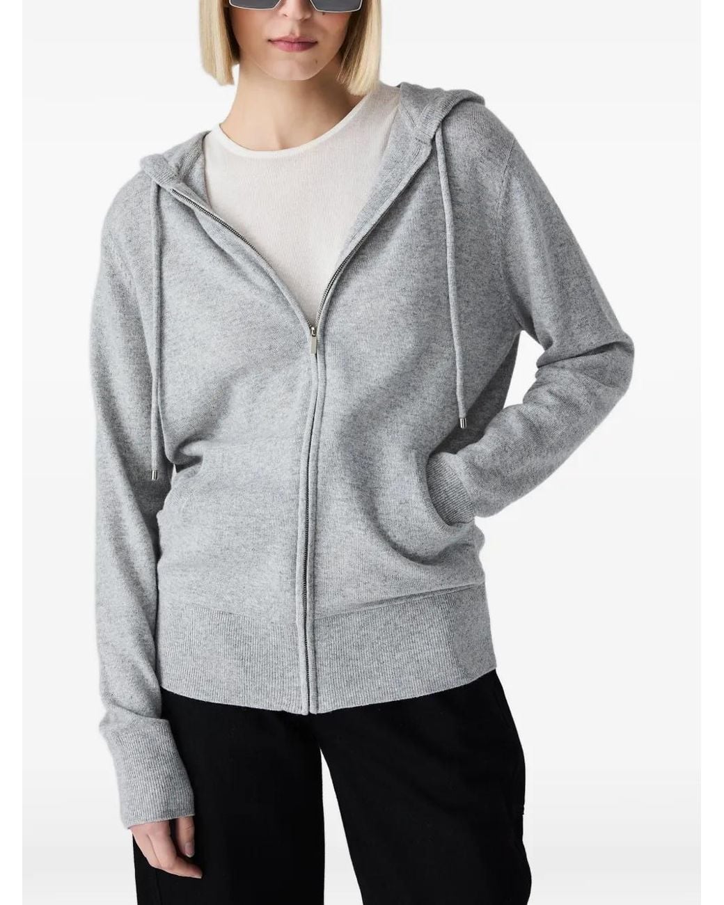 Vera Wang Gray Heidi Knitted Zip-Up Hoodie
