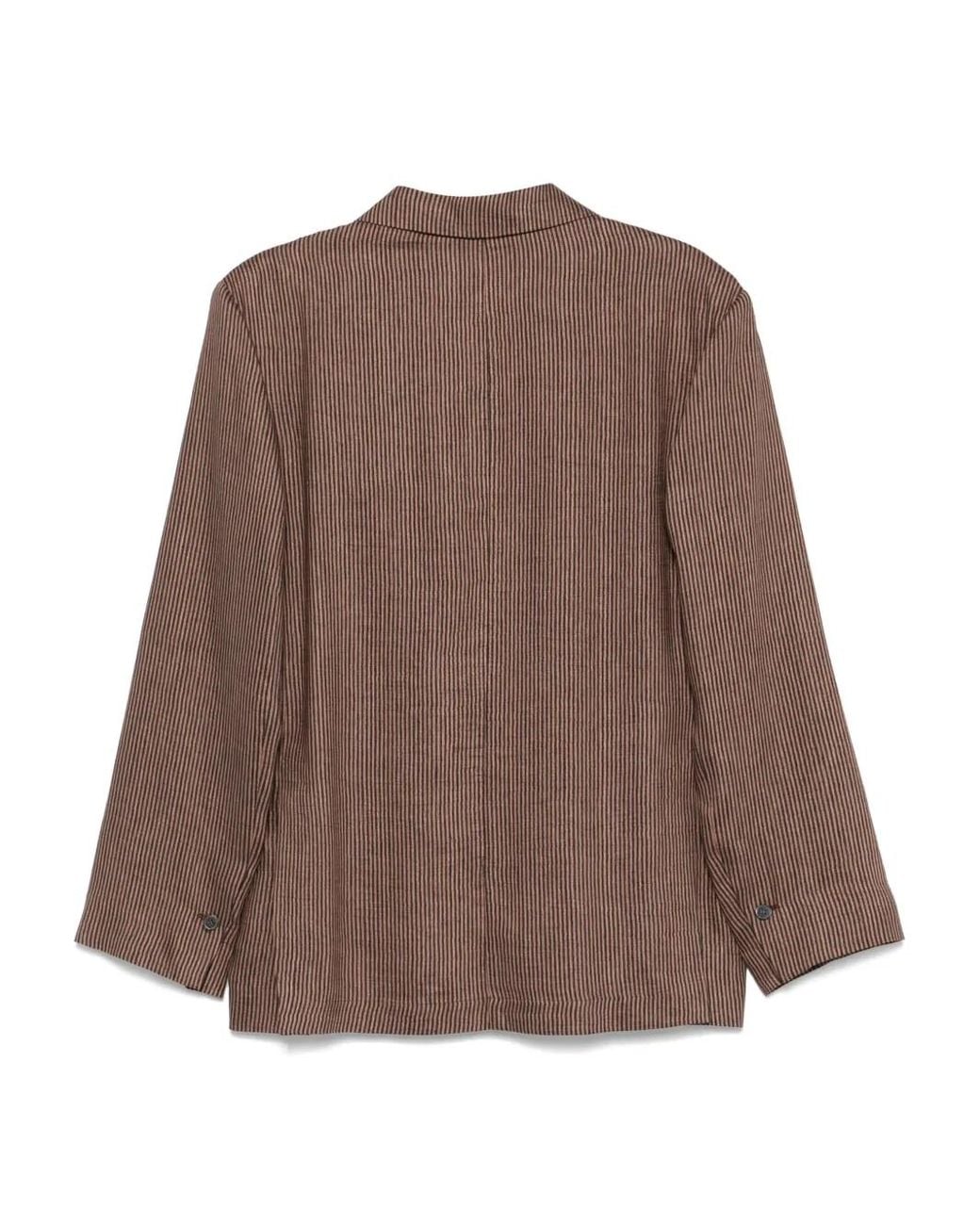 Alysi Brown Striped Single-Breasted Blazer