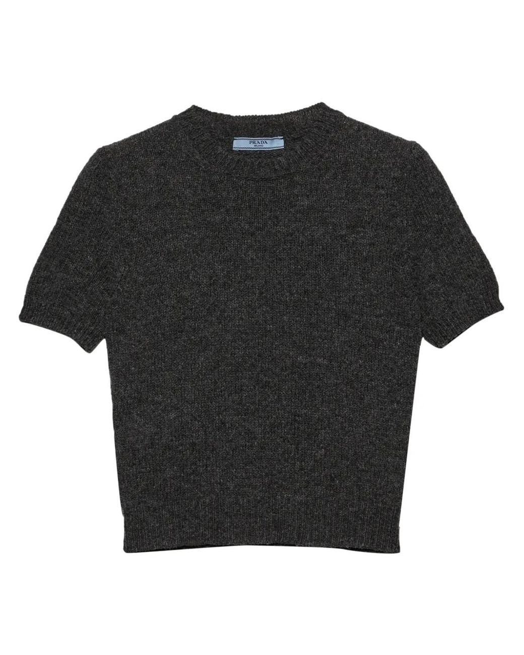 Prada Black Short-Sleeve Cashmere Top
