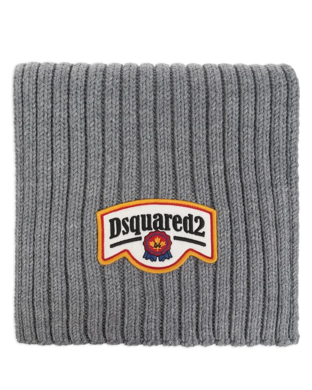 DSquared² Gray Logo Patch Scarf for men
