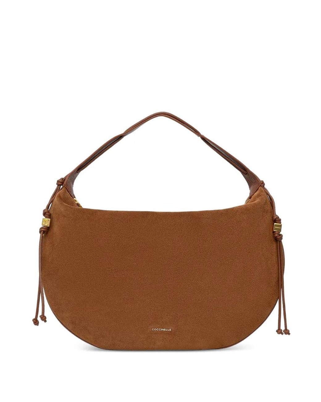 Coccinelle Brown Suede Logo-Print Tote Bag
