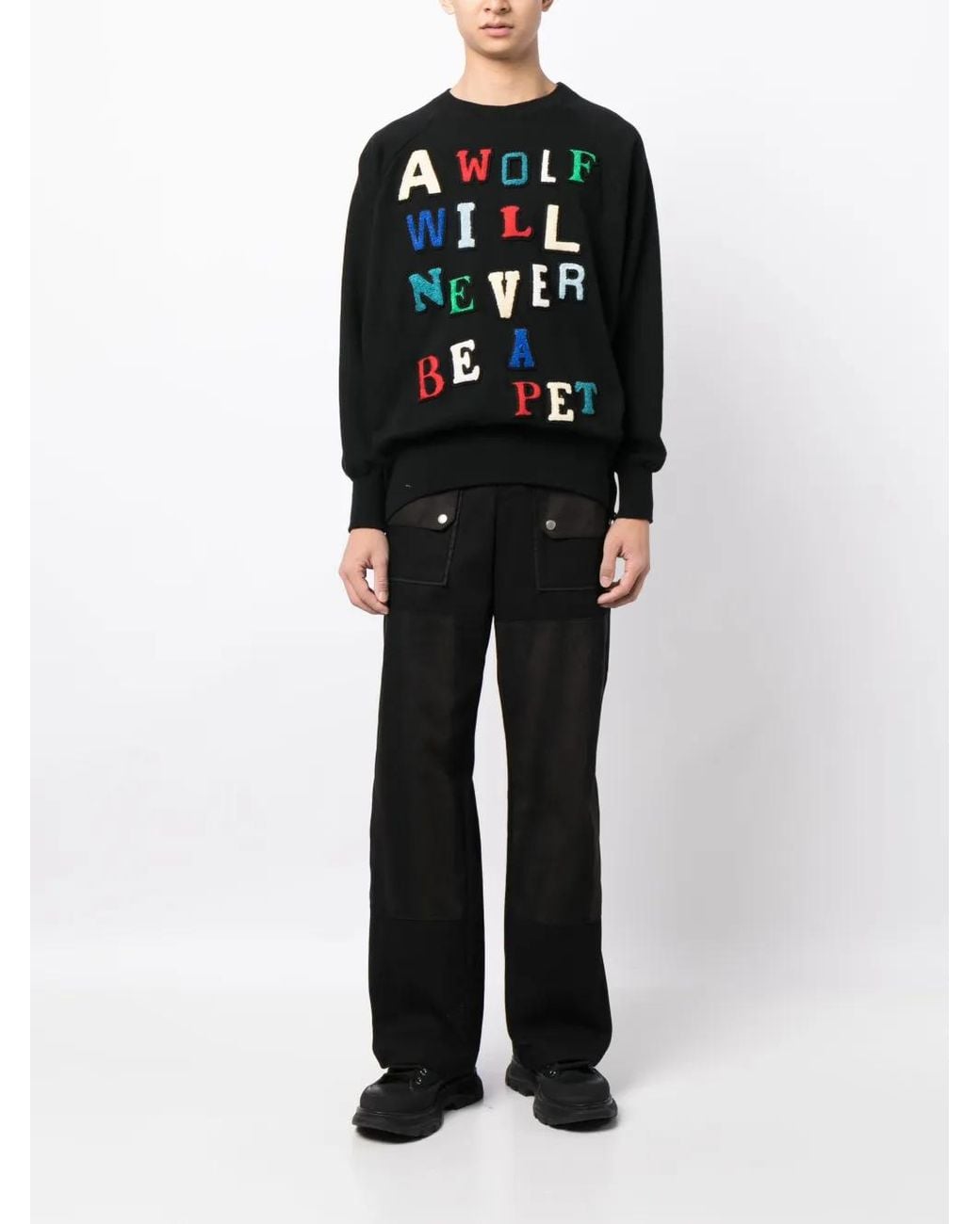 Undercover Black Patch-Lettering Cotton Sweatshirt for men