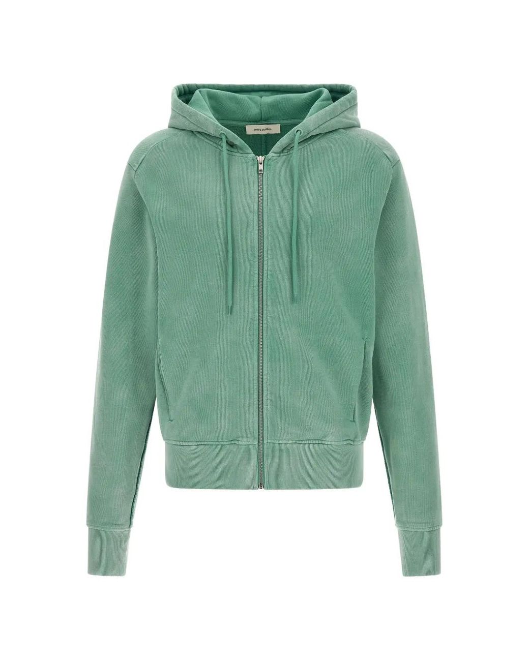 Entire studios Green Slim Garment-Dyed Zip-Up Hoodie