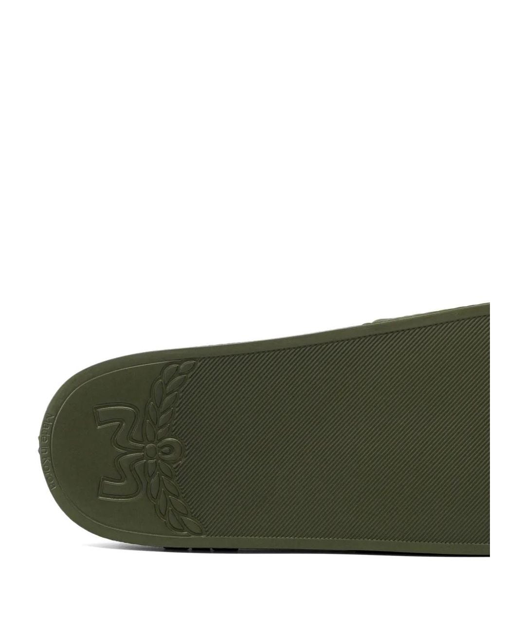 MCM Green Monogram-Print Slides for men