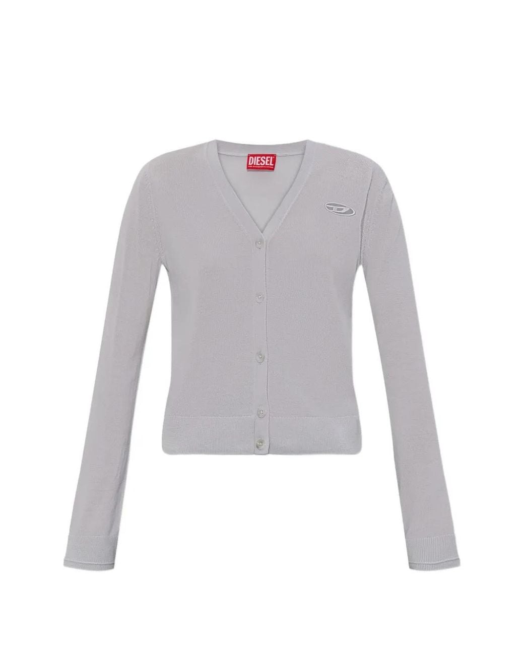 DIESEL White Wool Cardigan With Cut-Out Logo