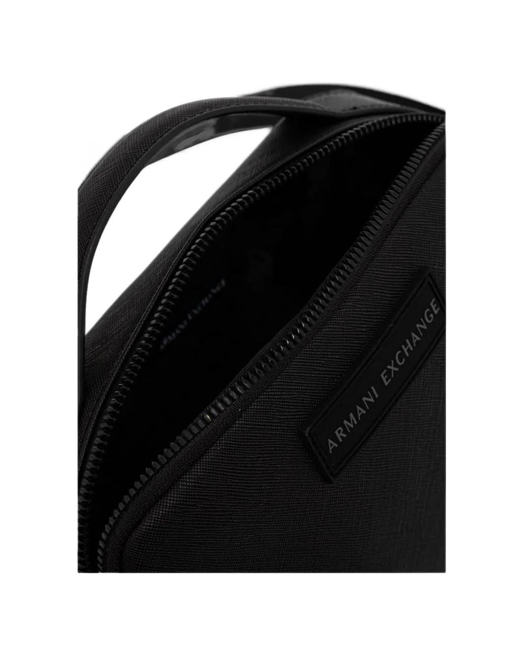 ARMANI EXCHANGE Black Logo-Patch Shoulder Bag for men