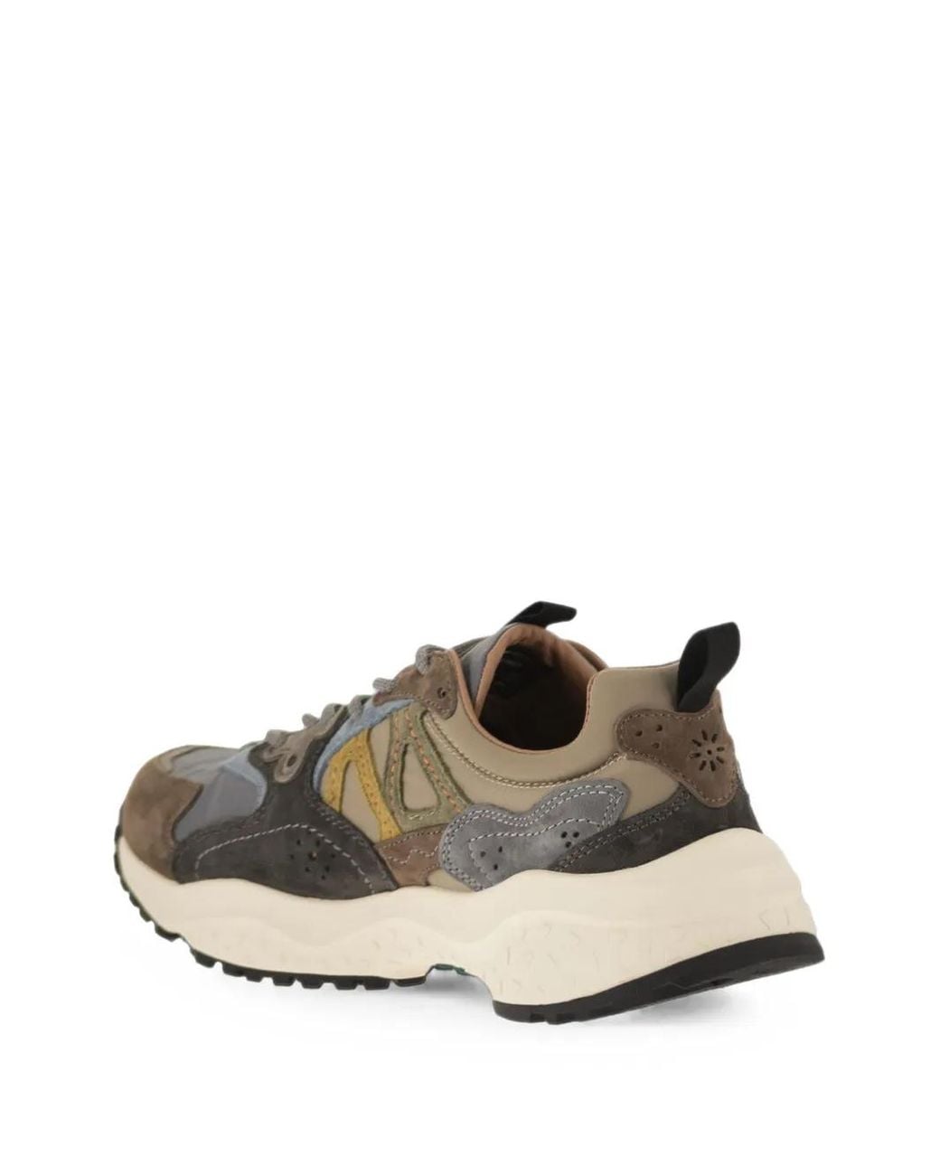 Flower Mountain White Solin Suede Panelled Sneakers for men