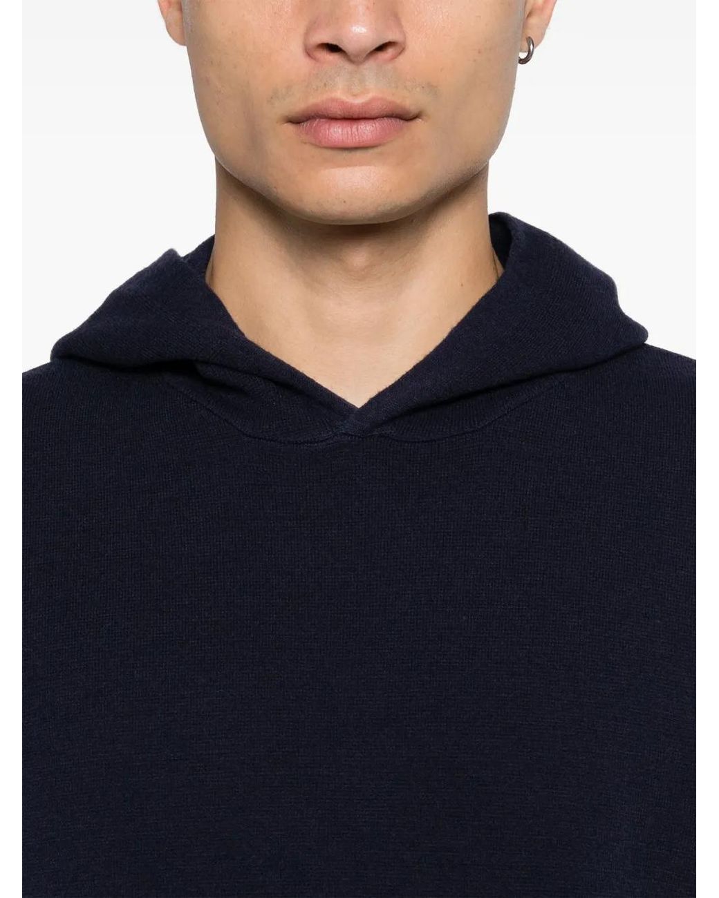 C P Company Blue Metropolis Series Extra Fine Merino Wool Hooded Sweatshirt Clothing for men
