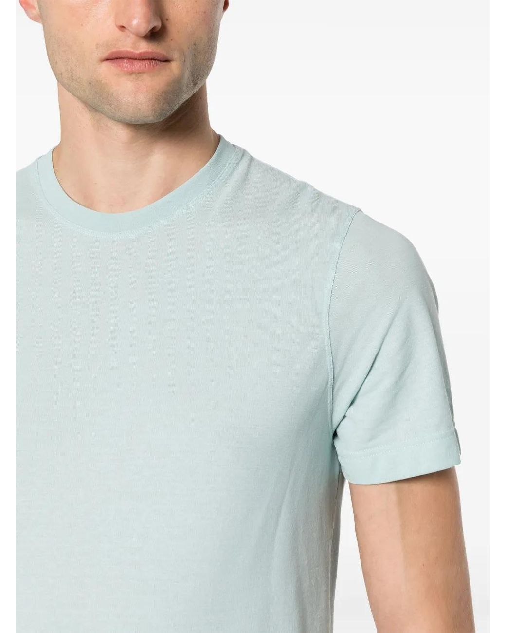 Zanone Blue Short-Sleeved Cotton T-Shirt for men
