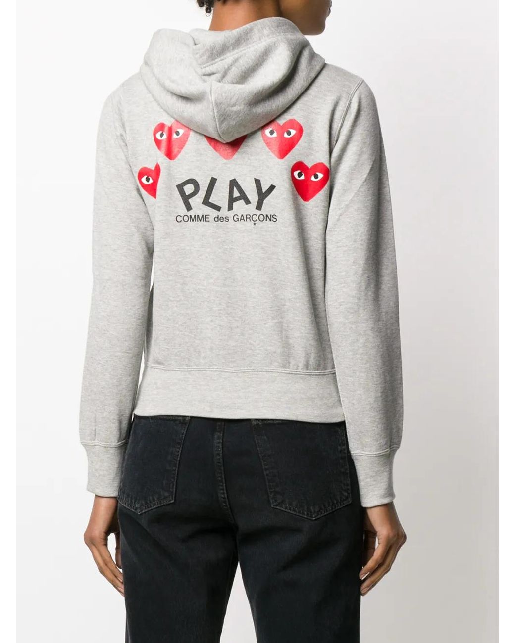 COMME DES GARÇONS PLAY Gray Zipped Almond Eye Heart Hoodie