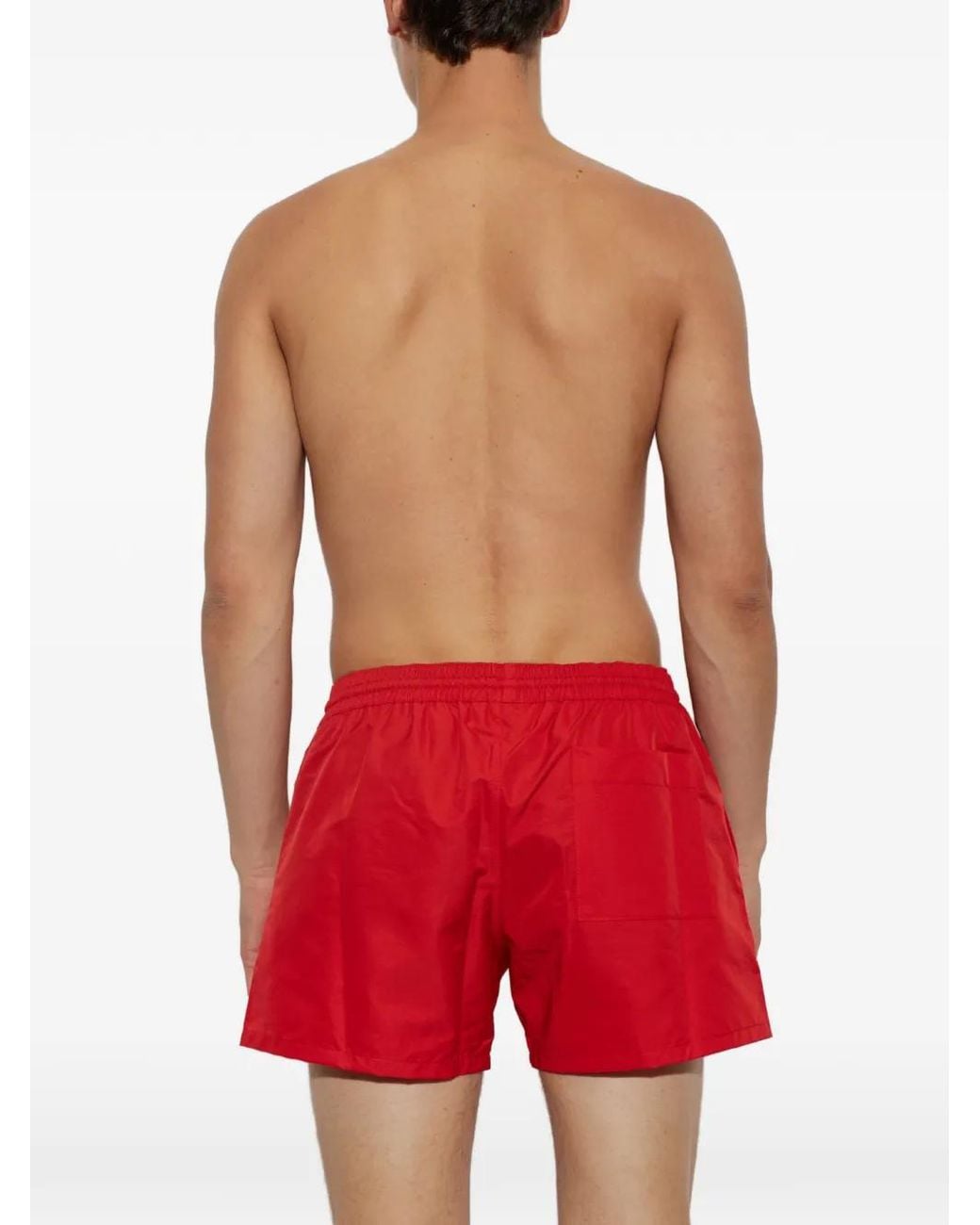 Balmain Red Short De Bain À Broderies Pb for men