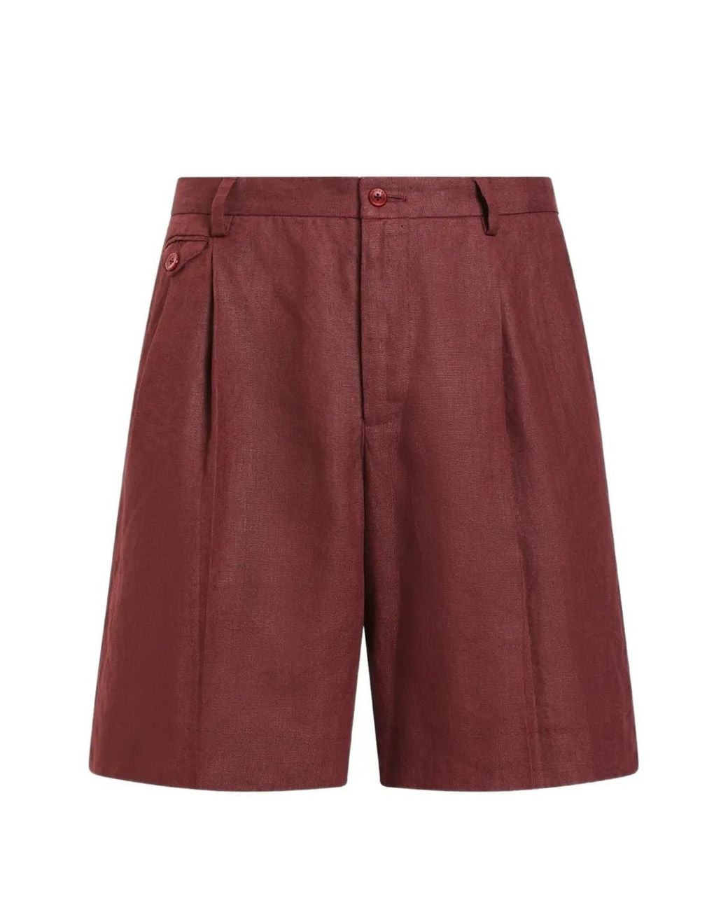 Dolce & Gabbana Red Linen Bermuda Shorts for men