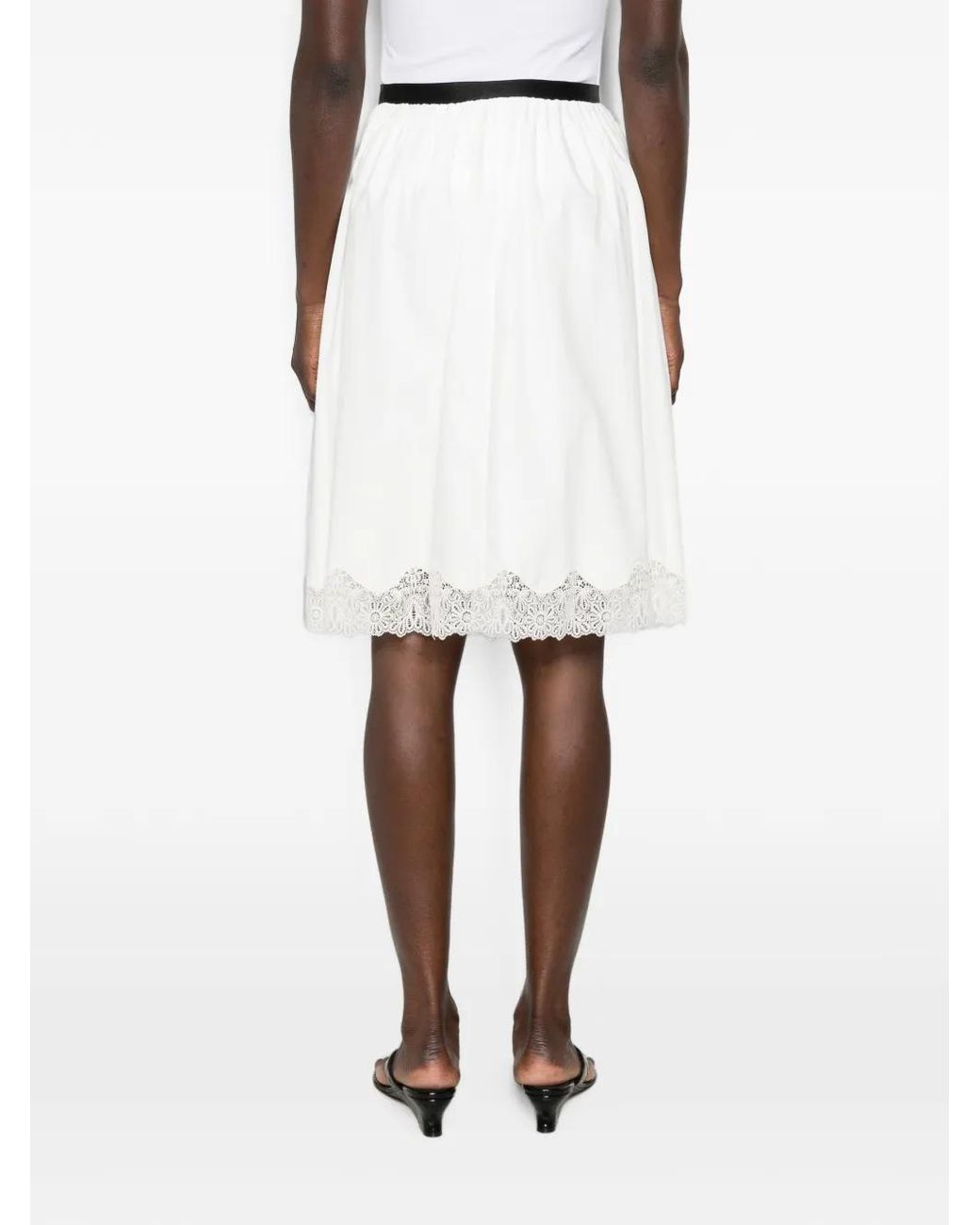 Maje White Tailored Skirt With Lace