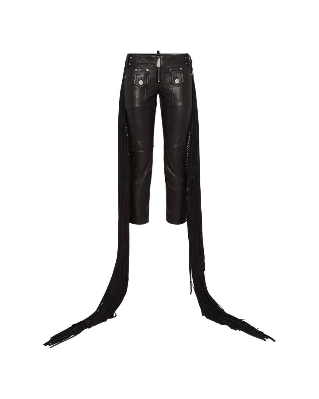 DSquared² Black Leather Cropped Trousers