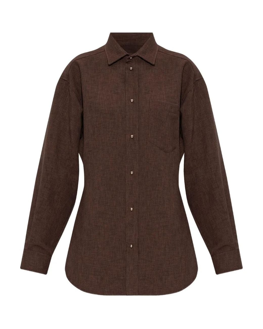 DARKPARK Brown Button-Fastening Pocket Shirt