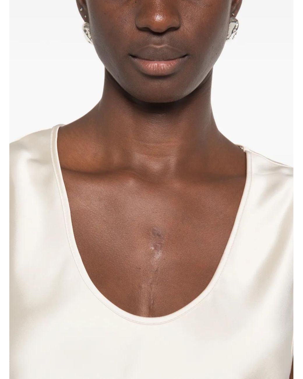 Imperial White Satin-Finish Racerback Top