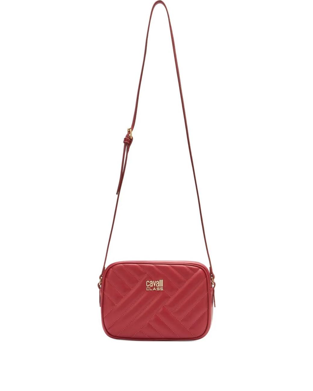 Roberto Cavalli Red Quilted Logo Shoulder Bag