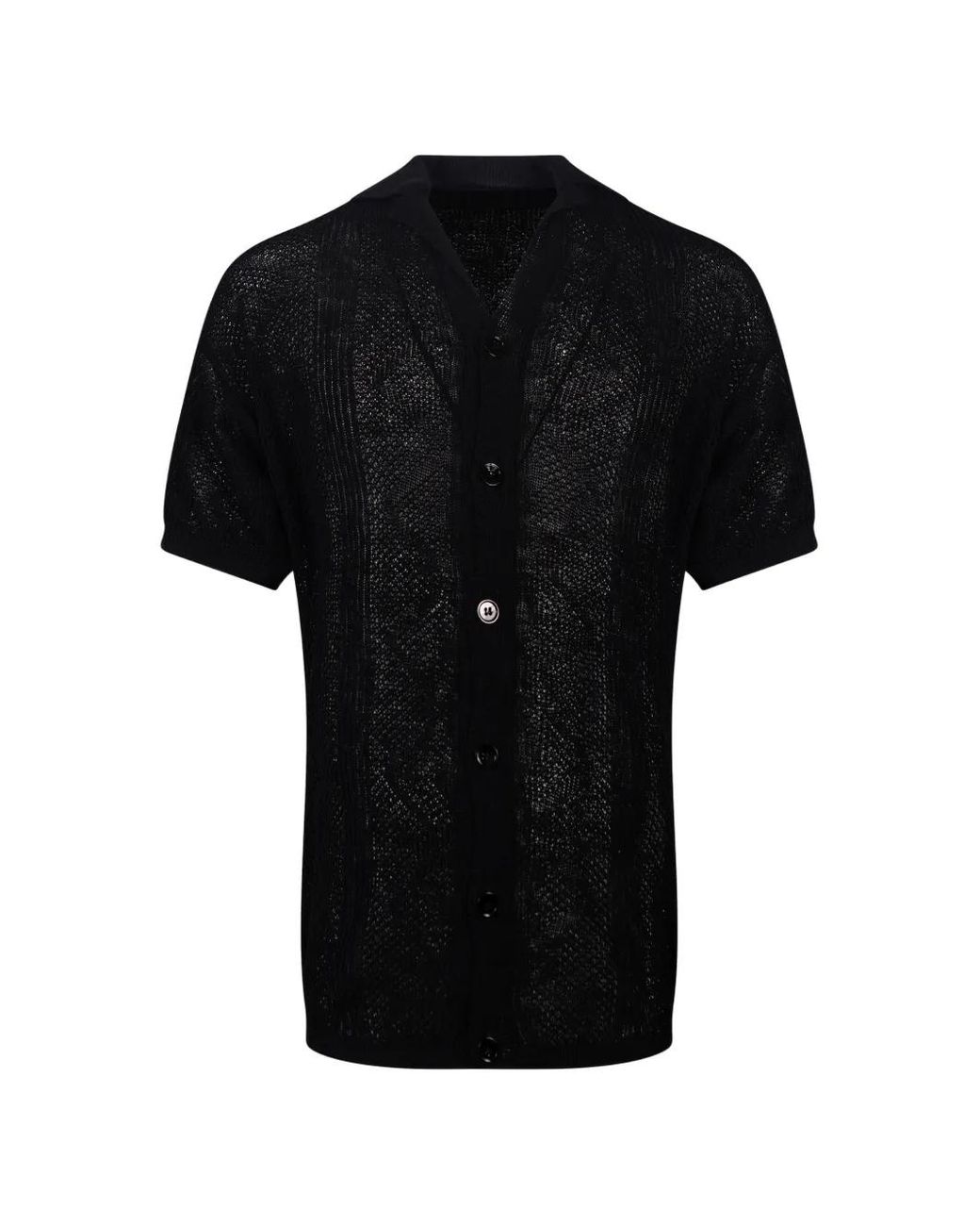 Jersey Con Botones De Manga Corta Amaranto de hombre de color Black