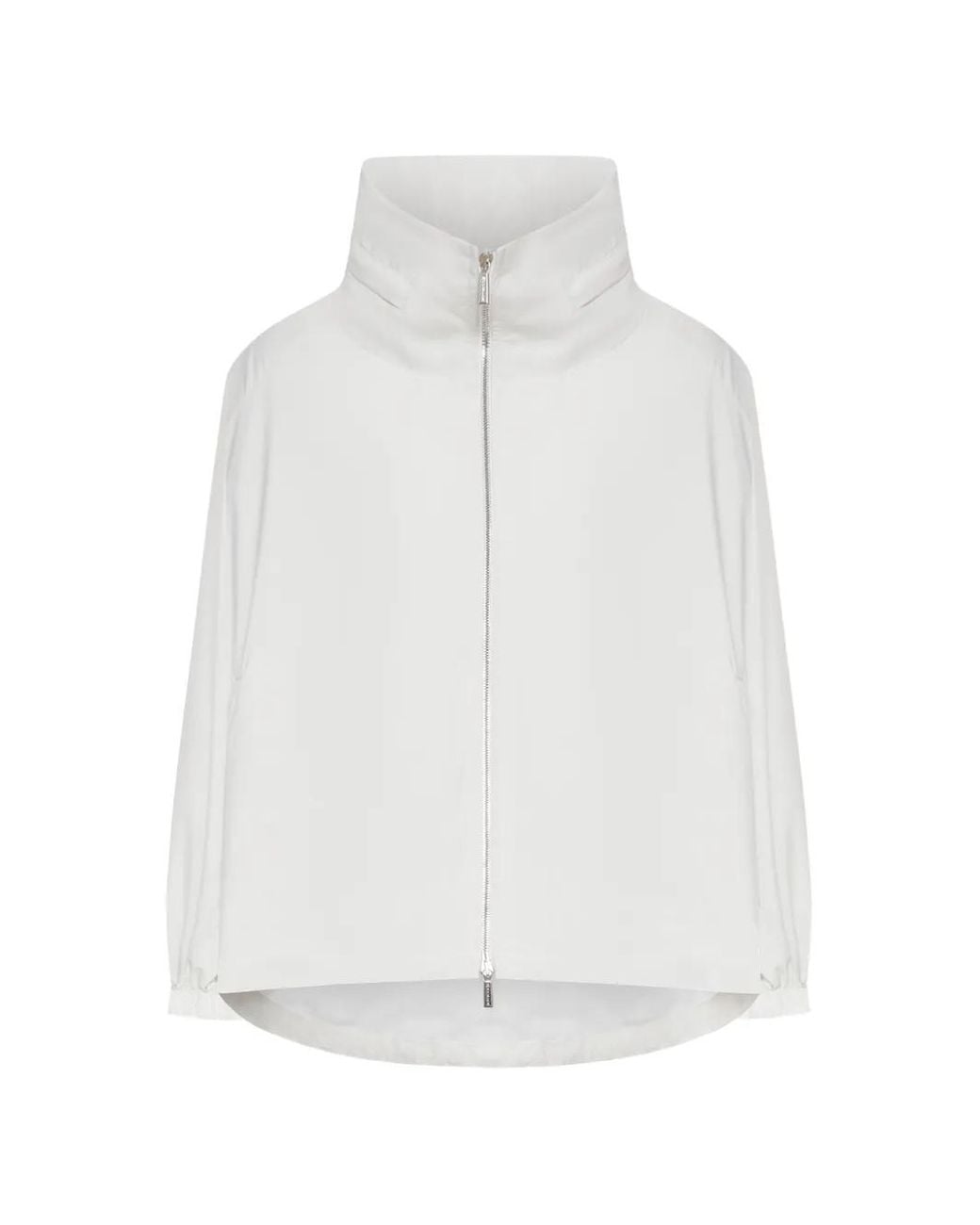 Moorer White Zip High-Neck Jacket