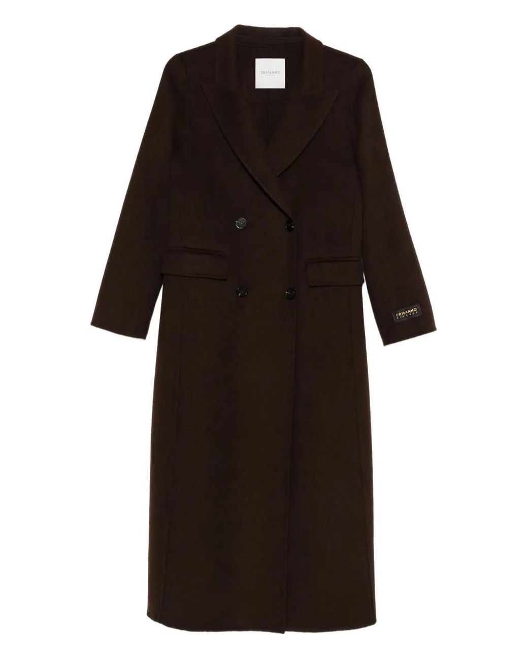 ERMANNO FIRENZE Black Wool-Blend Double Breasted Coat
