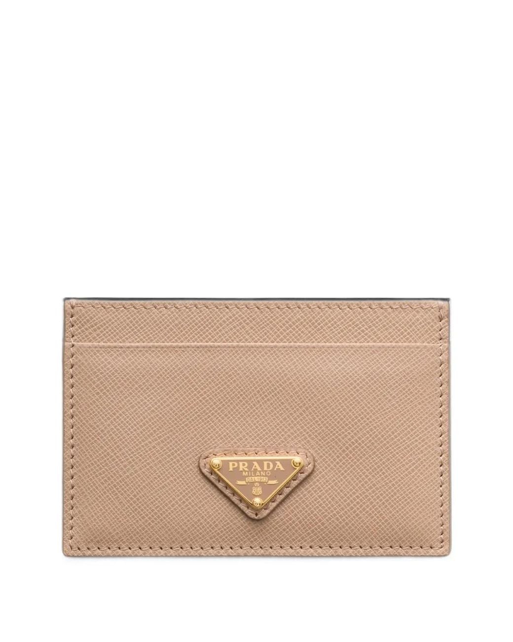 Prada Natural Saffiano-Leather Card Holder