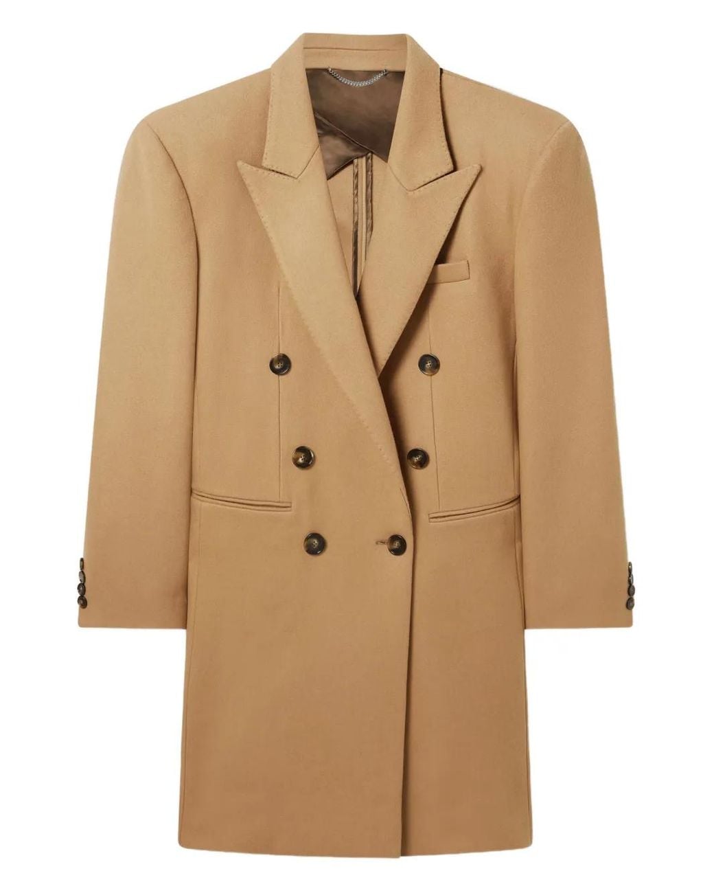 Stella McCartney Natural Padded-Shoulder Double-Breasted Coat