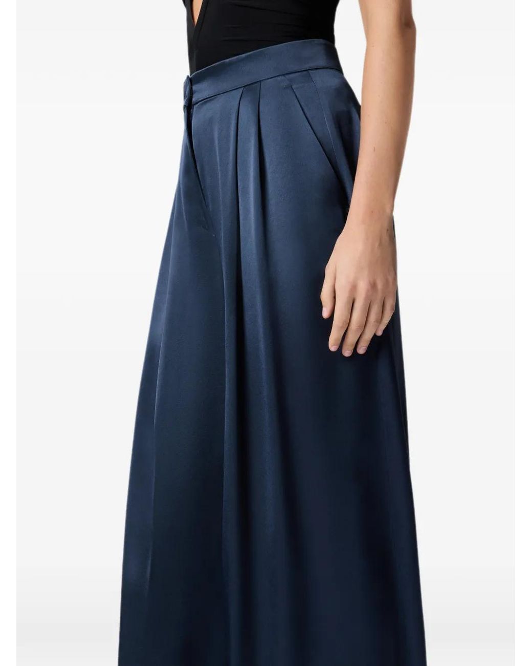Pinko Blue Wide-Leg Trousers With High Waist And Front Pleats