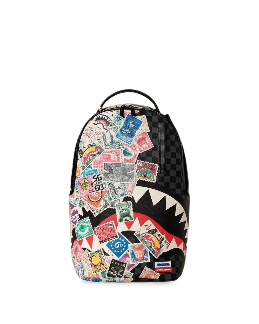 Sprayground Blue Stamp-Print Checkered Backpack for men