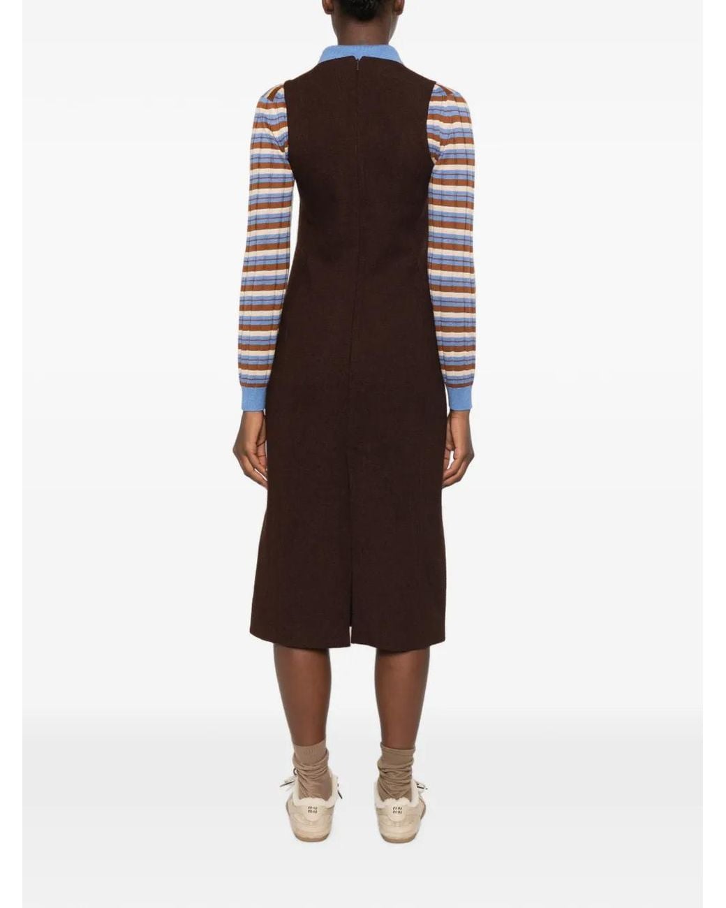 Maje Brown Button-Detail Sleeveless Dress