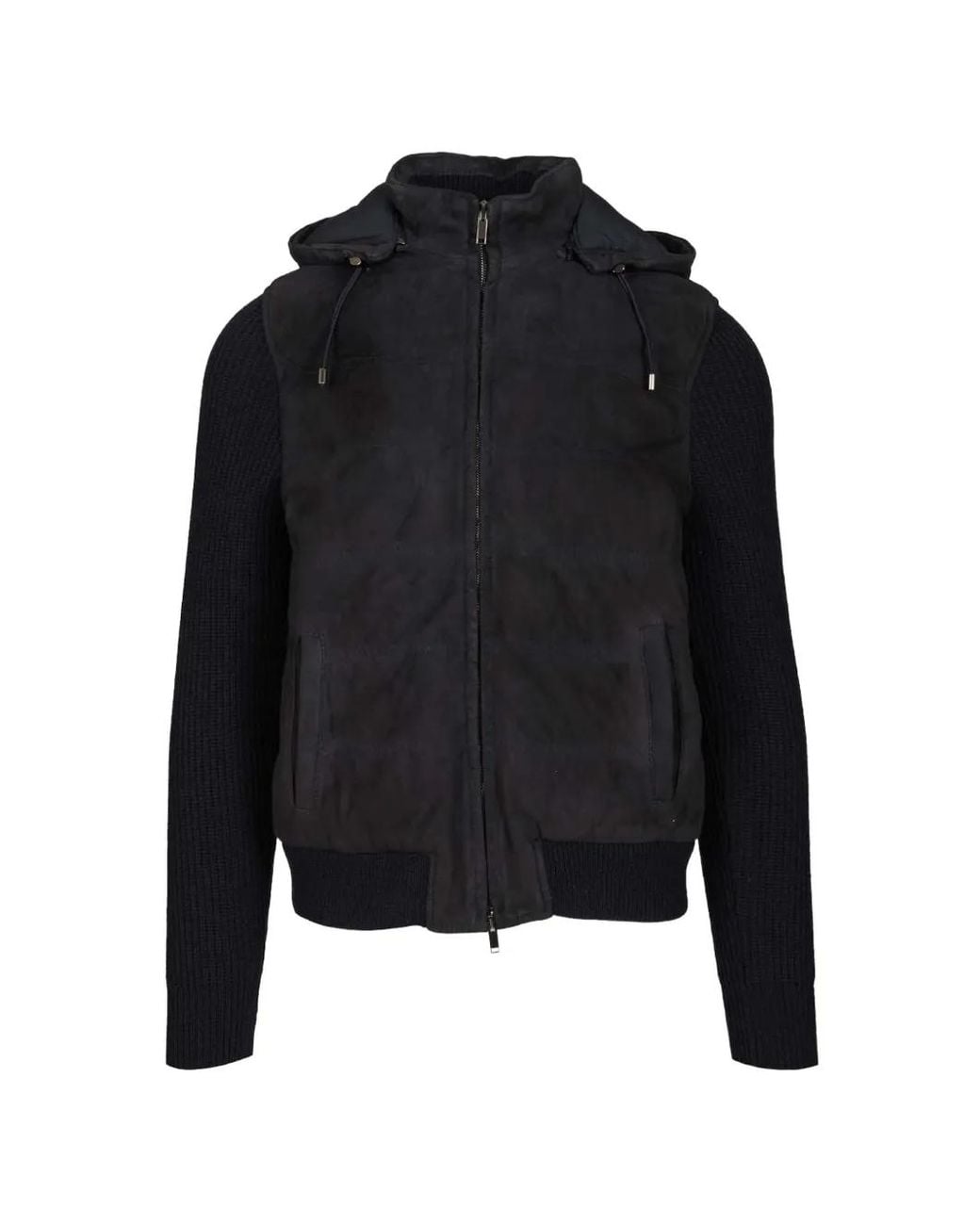 Al Duca D'aosta Black Suede Wool Bomber Jacket for men