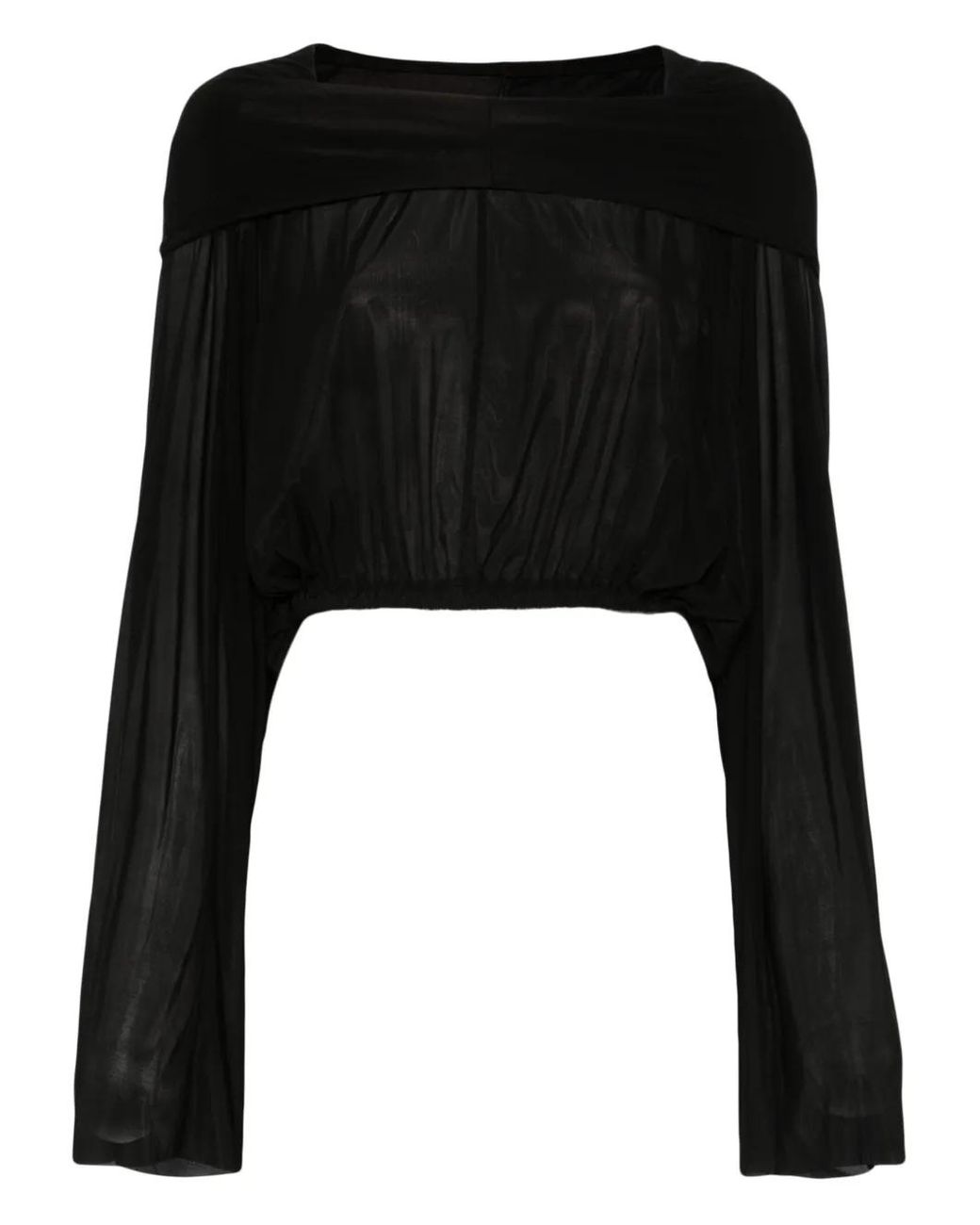 Rick Owens Tops ,Zwart ,Zwarte Dolman Mouw Semi-Transparante T-Shirt in het Black