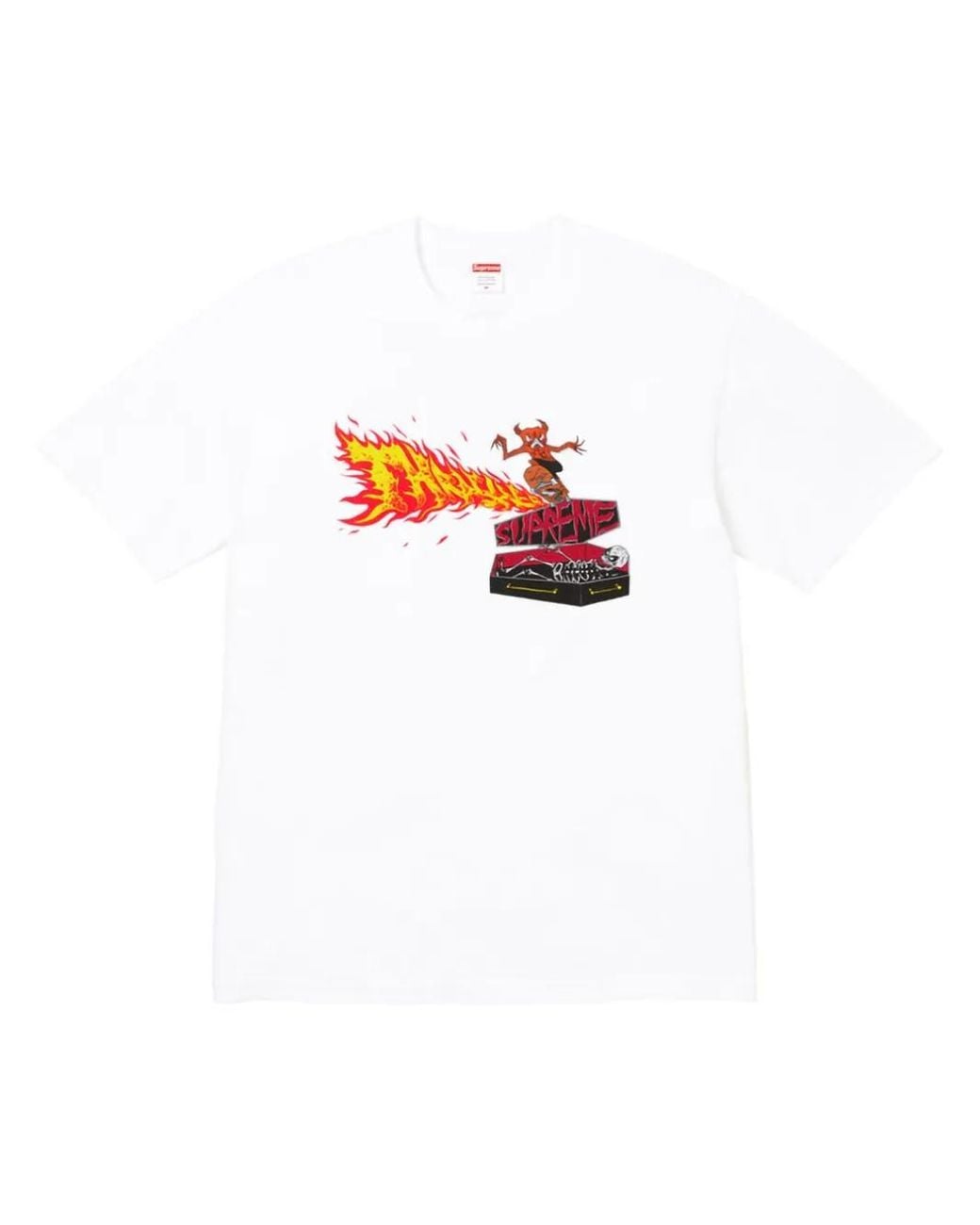 Supreme White X Thrasher Back Tail T-Shirt for men
