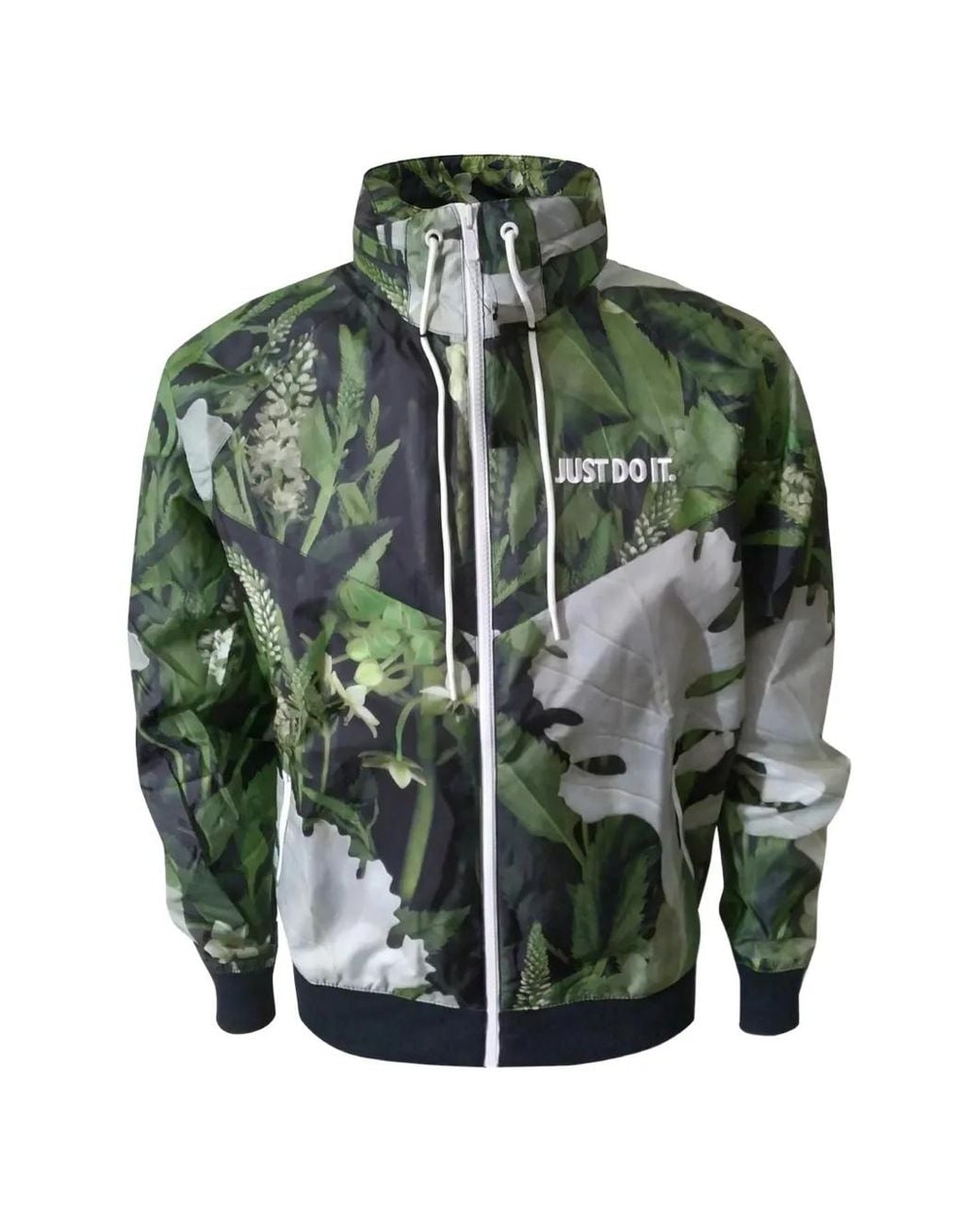 Nike Green Windrunner Floral-Print Jacket for men