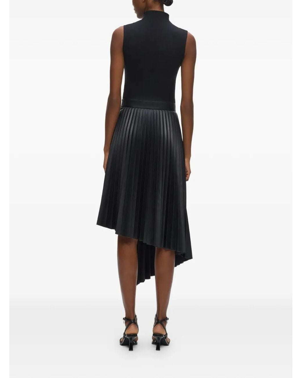 Karl Lagerfeld Black Pleated Asymmetric Midi Skirt