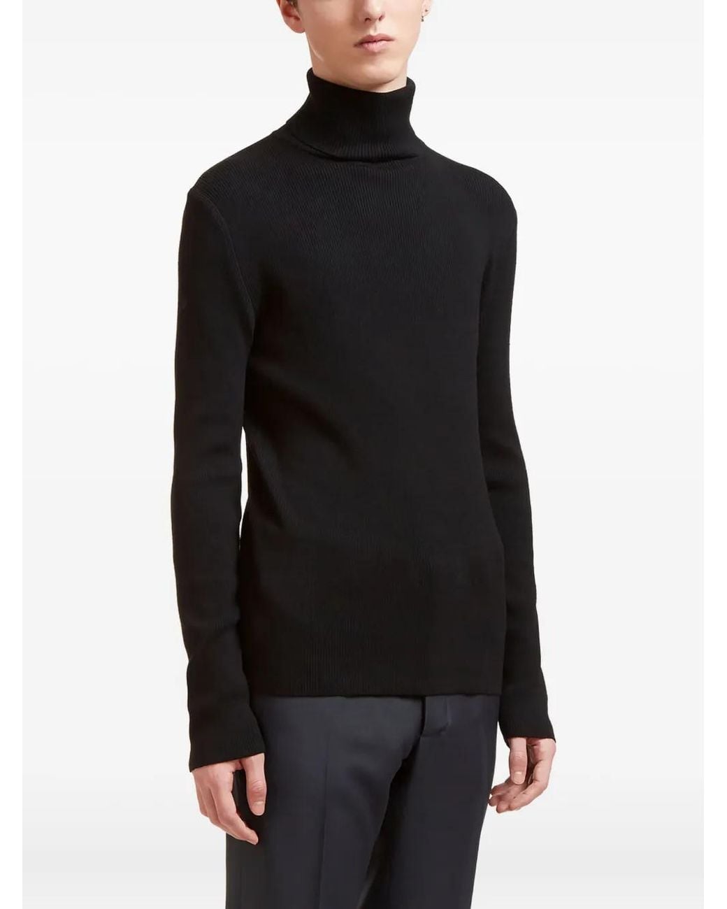 Aiezen Black Turtleneck Knitted Sweater for men
