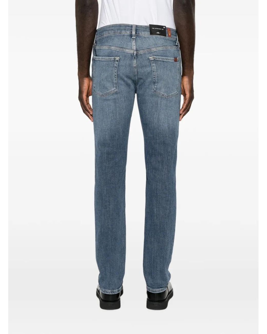 7 For All Mankind Blue The Straight 32" Faded Jeans for men