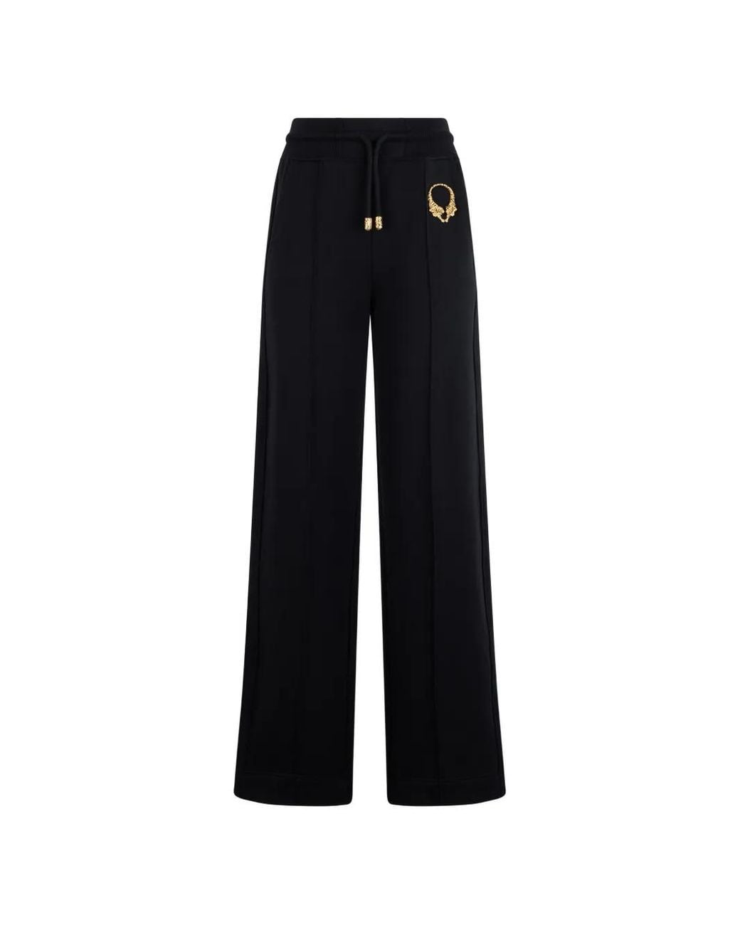 Roberto Cavalli Black Logo-Plaque Drawstring Track Pants