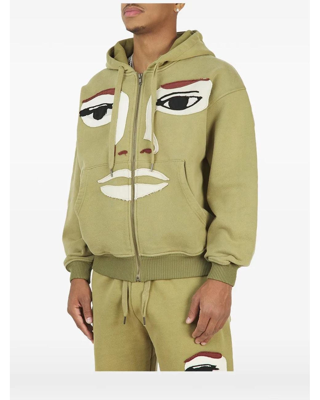 Kidsuper Green Hoodie À Patchwork Face for men