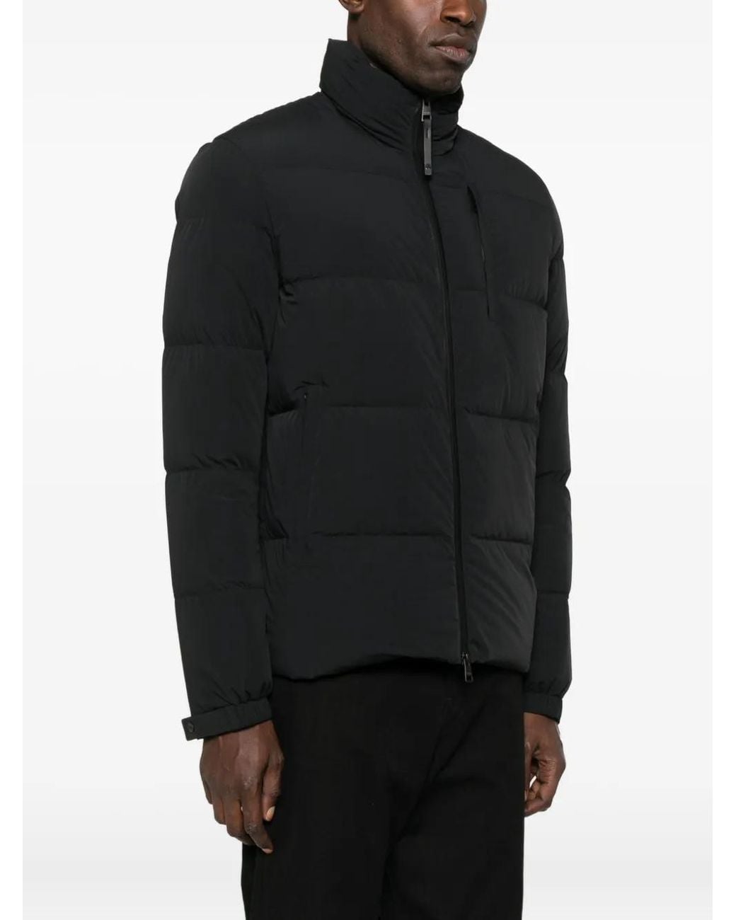 DUNO Black Quilted Zip-Front Jacket for men