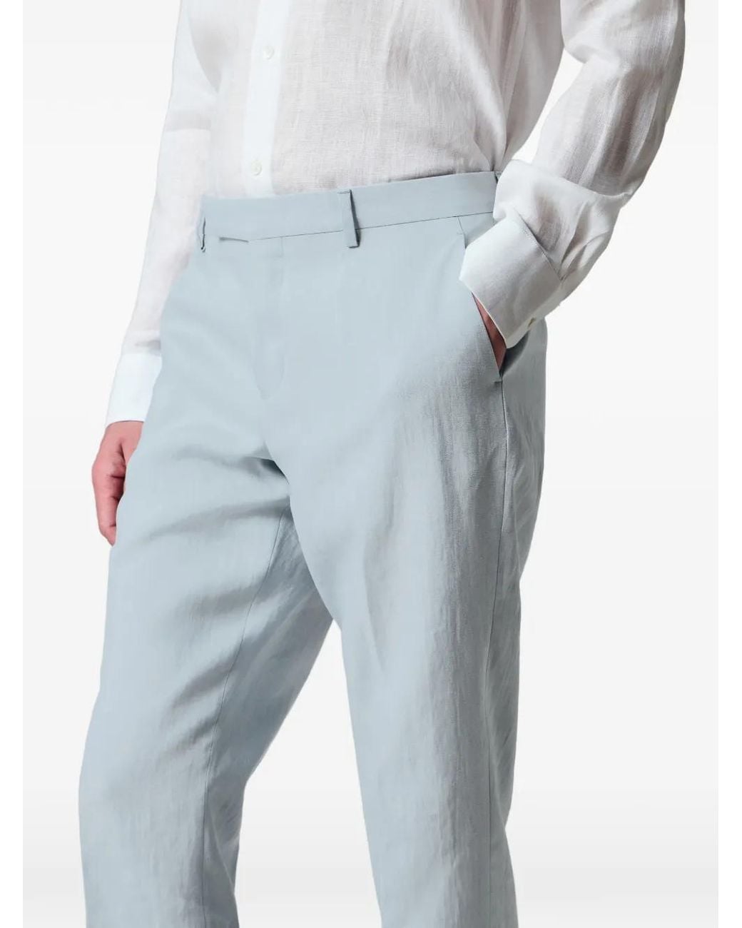Paul Smith Blue Tapered-Fit Linen Trousers for men