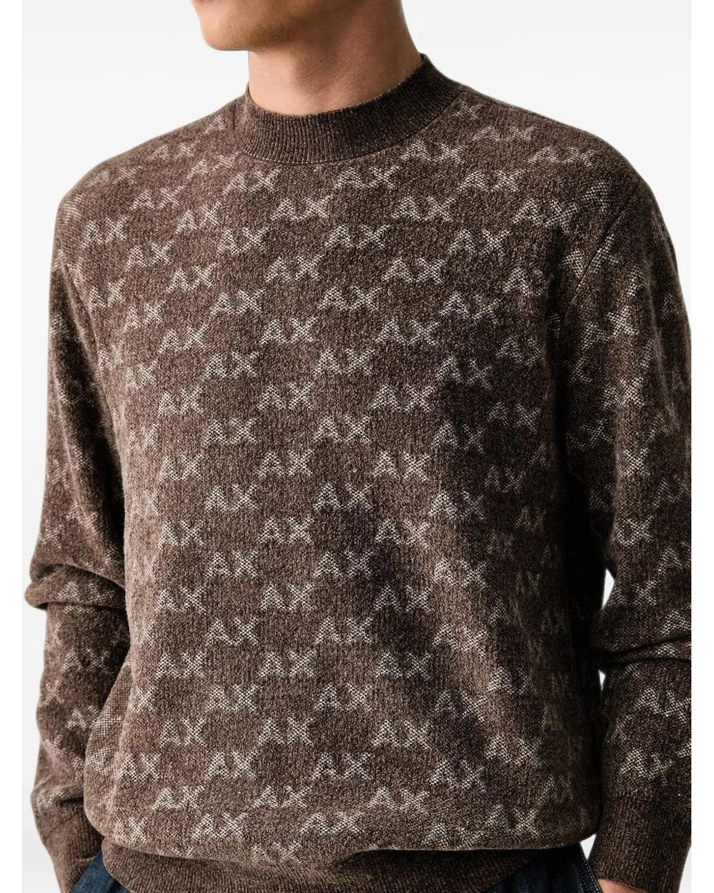 ARMANI EXCHANGE Black Logo-Pattern Sweater for men