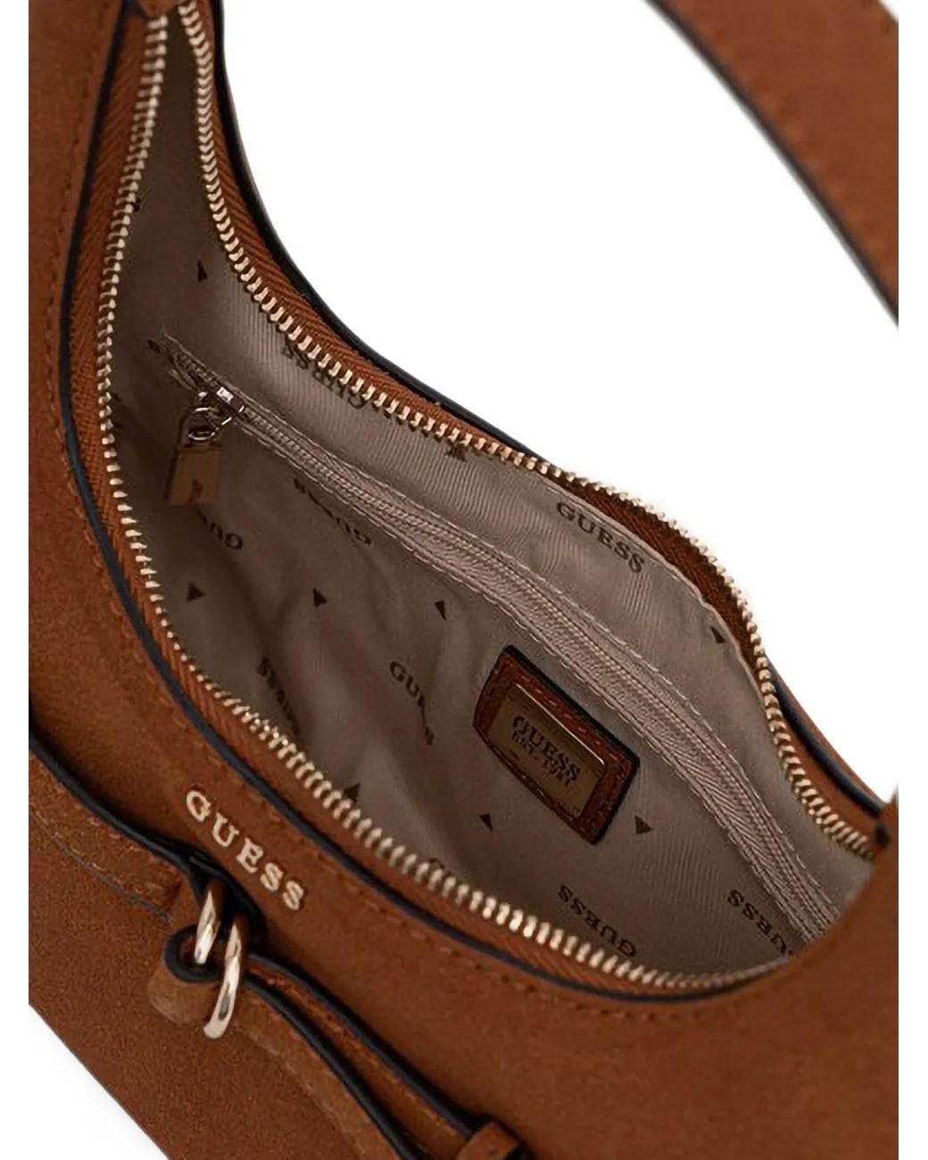 Guess Brown Mini Hobo Taylor Buckle-Detail Flower-Charm Tote Bag