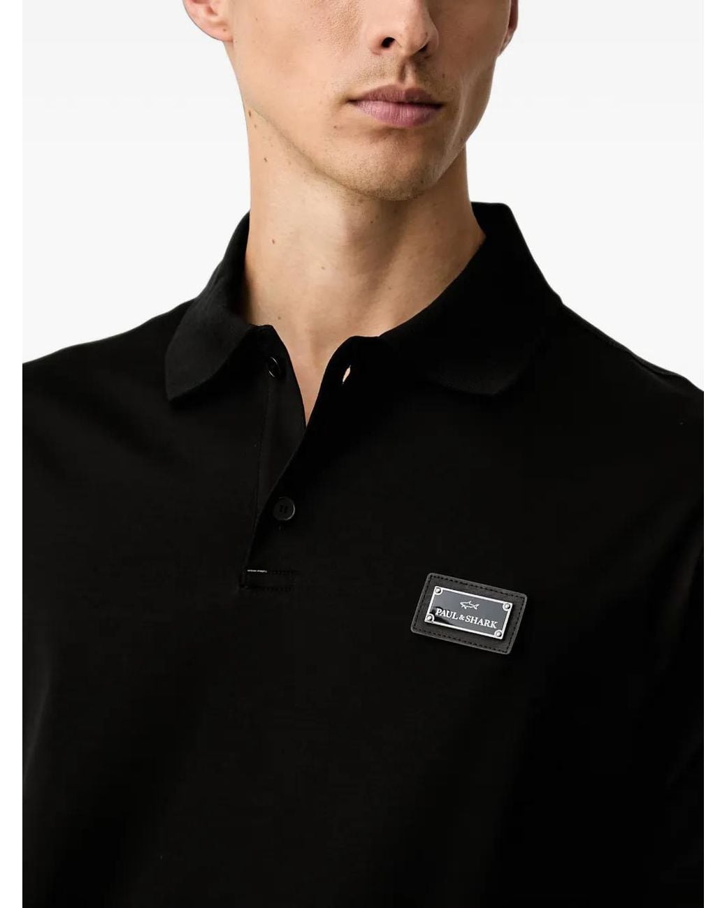 Paul & Shark Black Polo À Plaque Logo for men
