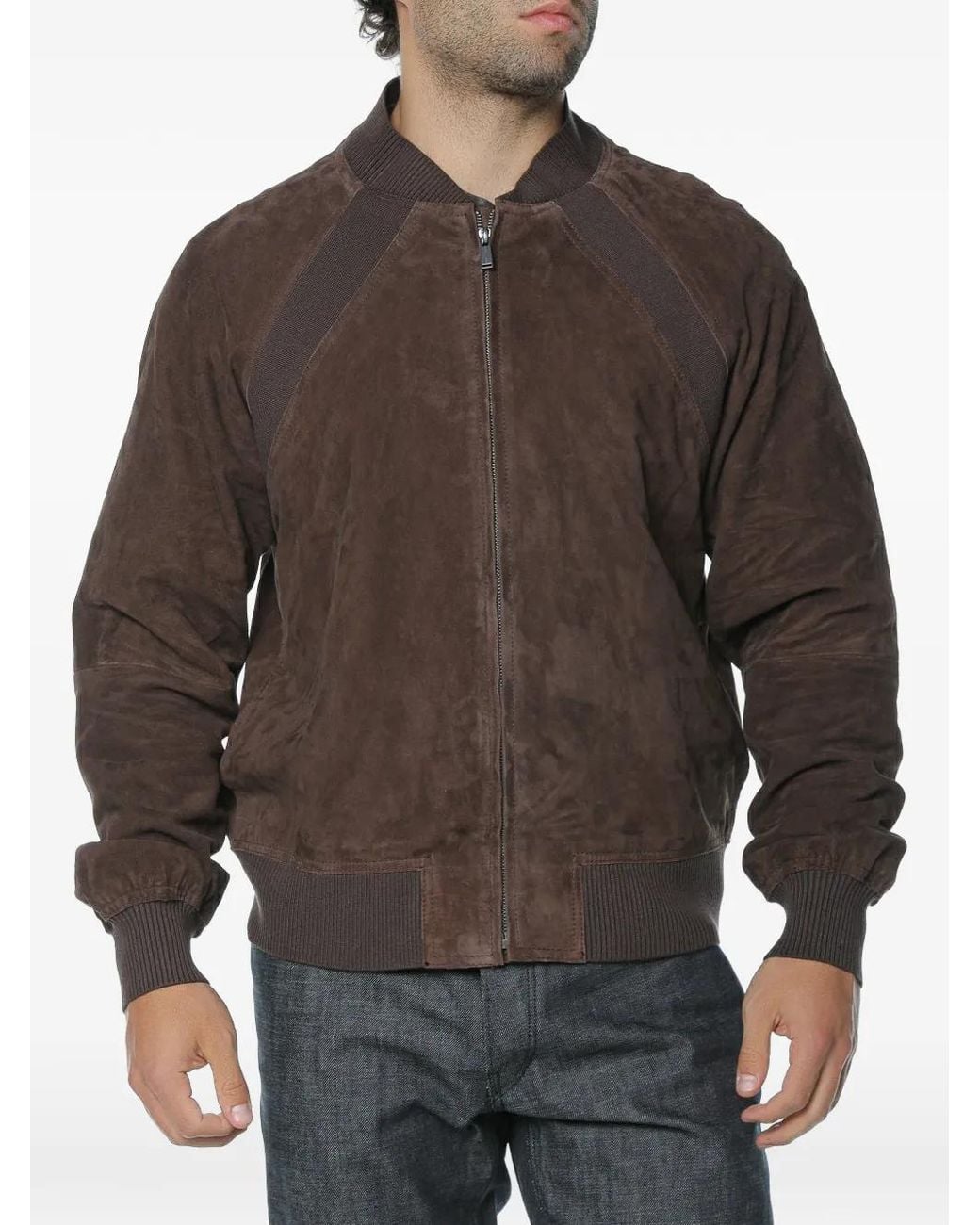 Trussardi Brown Suede Bomber Jacket for men