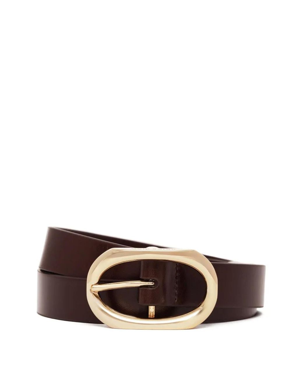 Anine Bing White Oval-Buckle Leather Belt