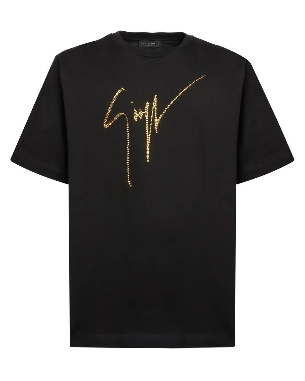 Giuseppe Zanotti Black Lr-23 Rhinestone-embellished Logo T-shirt for men