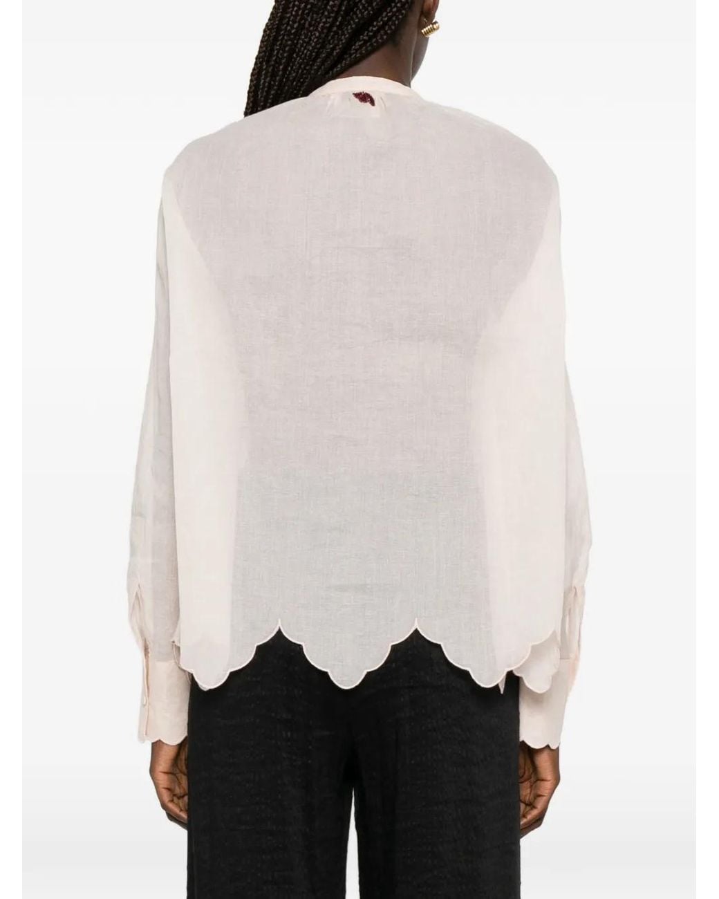 Forte_forte Pink Scalloped-Hem Shirt
