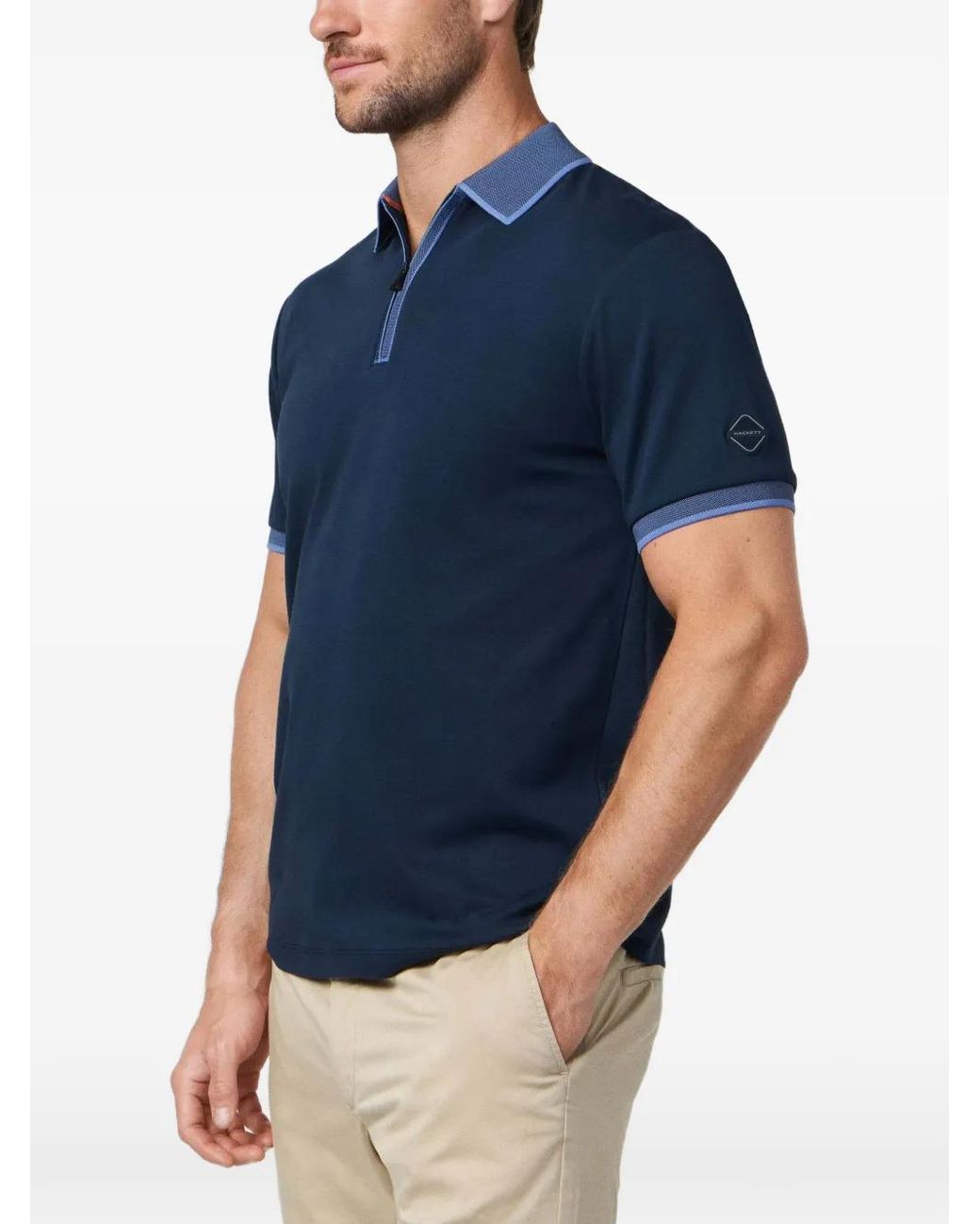 Hackett Poloshirt Met Rits in het Blue voor heren