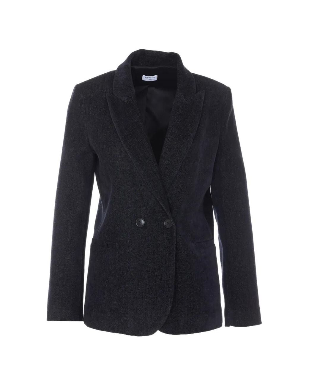 RUE DU BAC Blue Double-Breasted Denim-Effect Blazer
